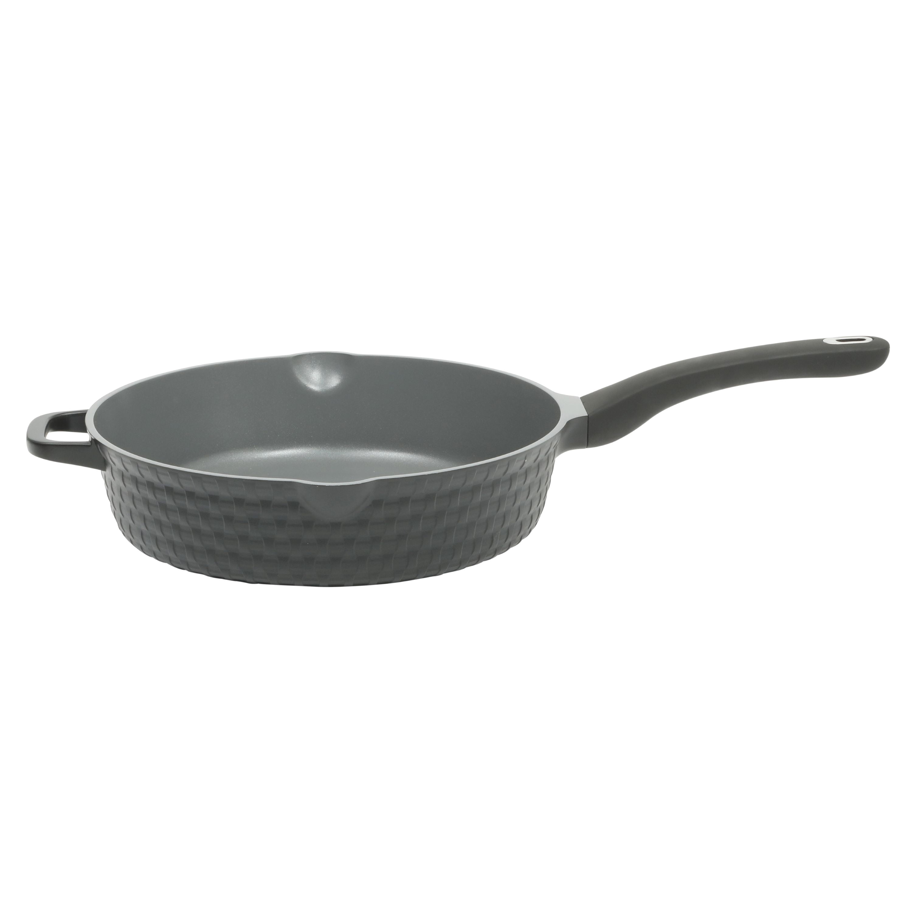 Martha Stewart 4 quart Black Cast Aluminum Basket Weave Saute Pan with lid