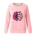 thumbnail image 4 of Womens Sweatshirt Crewneck Long Sleeve Casual Print Loose Sweatshirt Pink 2XL, 4 of 4