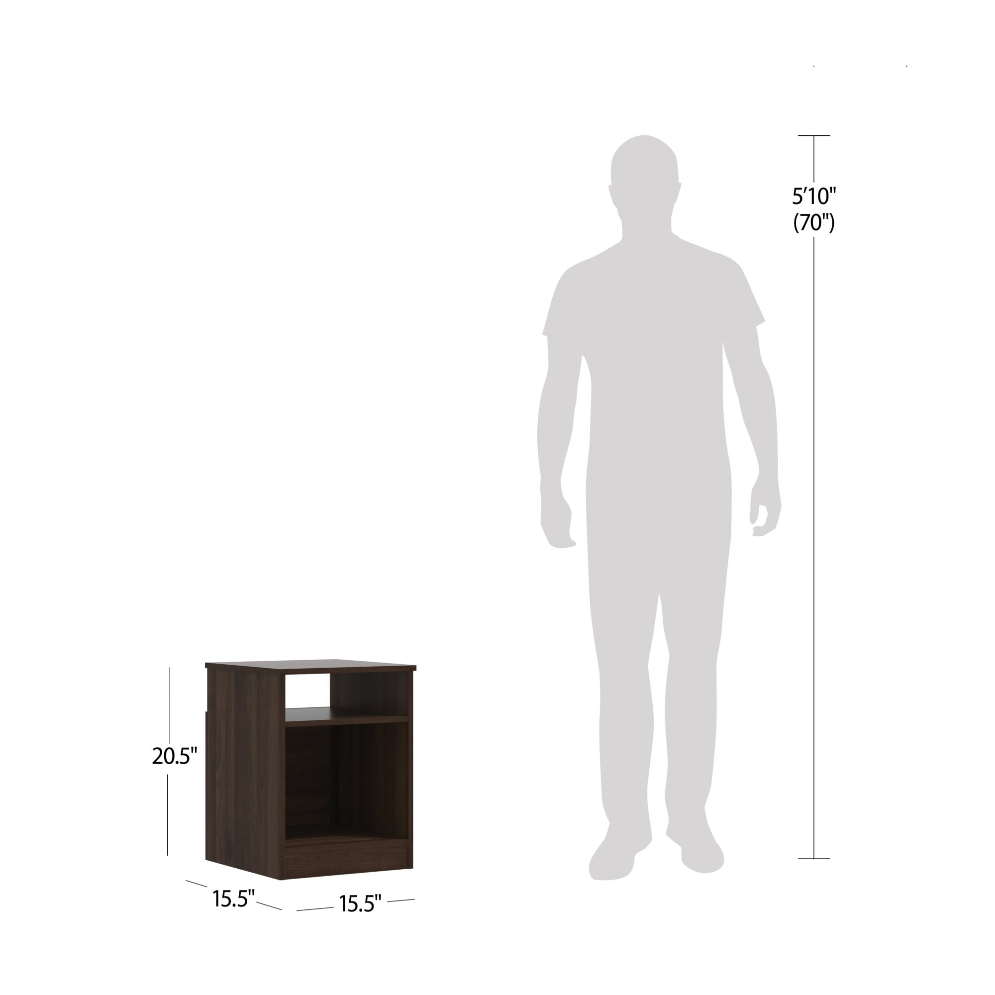 Mainstays Ardent Open Shelf Nightstand, Dark Walnut