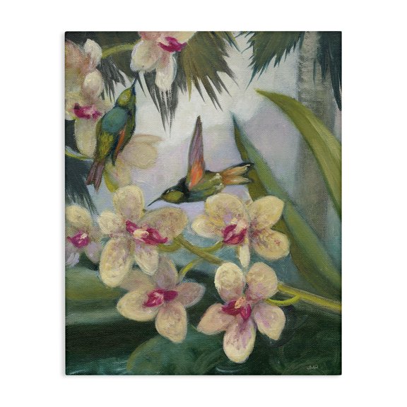 Stupell Industries Tropical Hummingbirds Among Blossoms Canvas Art, 16 x 20, by Julia Purinton