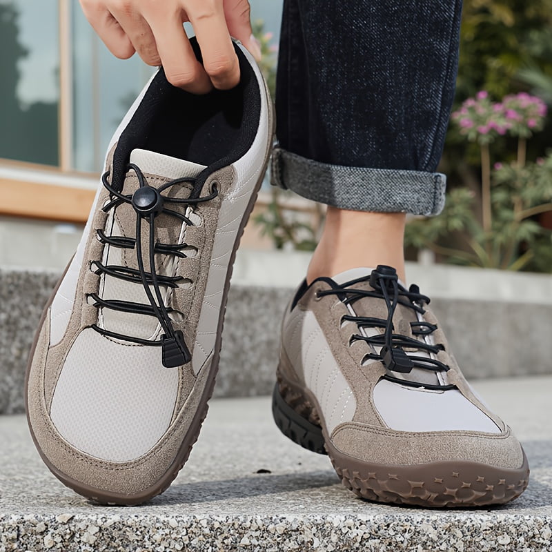VanWeir Black Lace-Up Men's Casual Sneakers, Outdoor Camping Walking Shoes, Men's Walking and Hiking Shoes，Wide-Toe Barefoot Men's Shoes