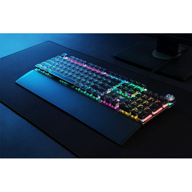 Mechanical Gaming Keyboard, LED Rainbow Gaming Backlight, Green Axis  Keyboard, with Detachable Hand Rest