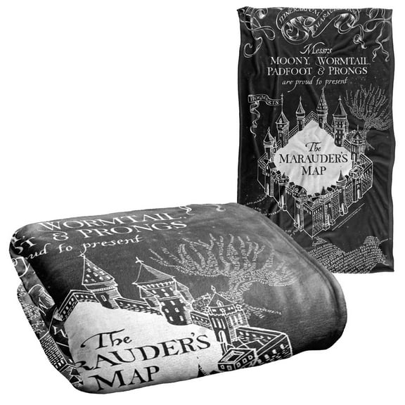 Harry Potter Black And White Map Officially Licensed Silky Touch Super Soft Throw Blanket 36" x 58"