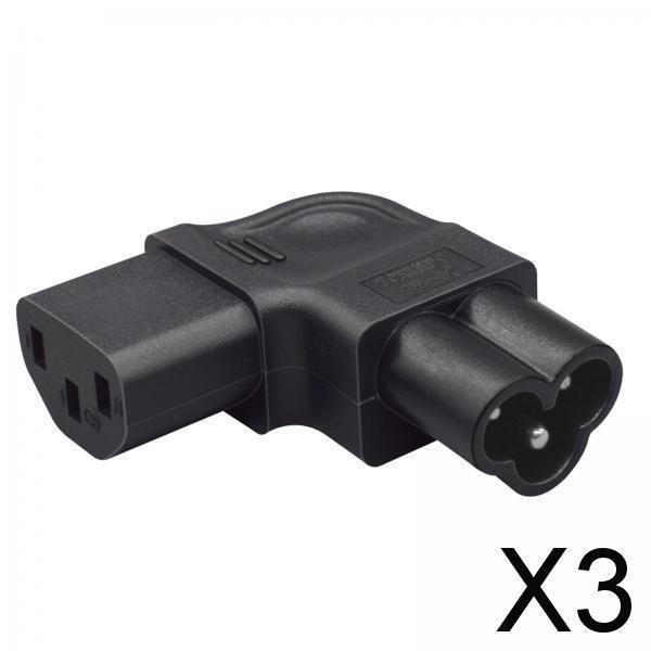 Enchufe de alimentación de CA Baoblaze 2xIEC320 C6 a C13 diseño de curva derecha Negro 3 piezas