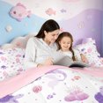 thumbnail image 4 of meiyoeat Cartoon Mermaid Print Twin Comforter Sets For Girls,Magic Ocean Animals Bedding Set,Pink Reversible,2pcs,1 Comforter and 1 Pillowcase, 4 of 7