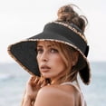 thumbnail image 2 of Womens Leopard Print Visor Sun Hat Large Brim Straw Cap Summer Beach Hat, 2 of 4