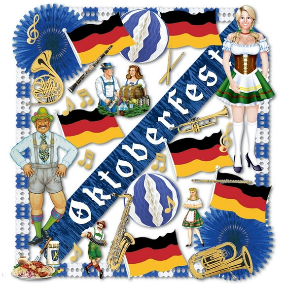 Party Central 36-Piece Blue and White German Oktoberfest Decorating Kit