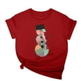 thumbnail image 3 of Jinhomg Womens Funny Christmas Shirts 2024 Novelty Snowman Graphic Xmas Tops Fall Winter Comfy Short Sleeve Round Neck Holiday Tees Limited Time Deal Red L, 3 of 6