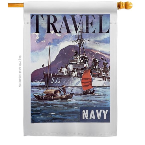 US Brotherhood H183016-BO 28 x 40 in. Traval Navy House Flag with Armed Forces Double-Sided Decorative Vertical Flags Decoration Banner Garden Yard Gift