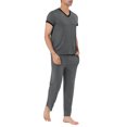 thumbnail image 4 of Lars Amadeus Men's Sleepwear Set V-Neck Short Sleeve and Bottoms Lounge Pajama Set Suit, 4 of 4