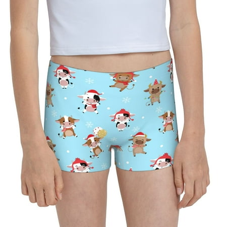 Pofeuu winter cow cute Print Soft Cotton Girls Boyshort panties Toddler Underwear-Large