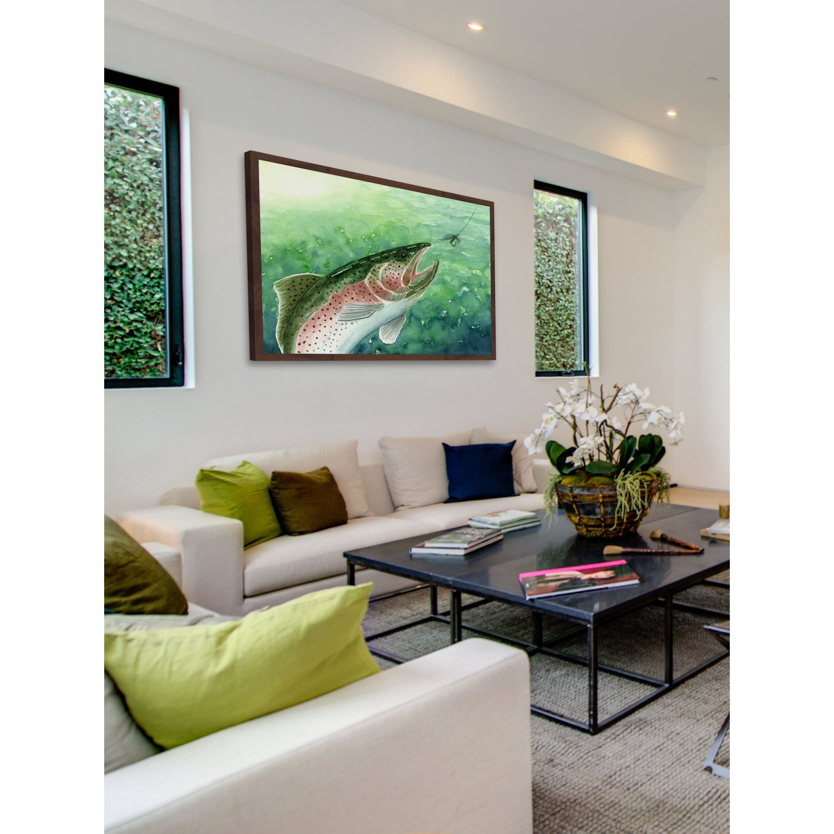 "Catching Trout" Framed Painting Print
