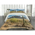 thumbnail image 2 of Ambesonne Nature Quilted Coverlet 3 Pcs, Canyon Cloudy Cliff, King Size, Brown Green Blue, 2 of 4
