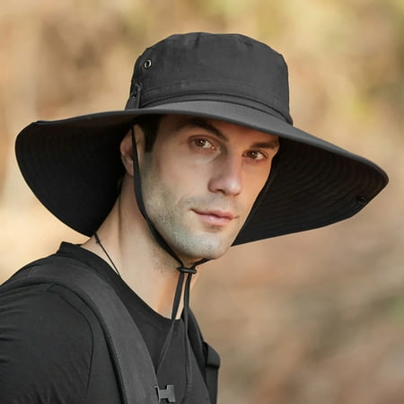 Lumistal Sun Hat for Men Mens Outdoor Sun Breathable Fisherman Cap Foldable Hat Fishing Hat UPF 50+ Sun Hat Bucket Hats for Safari Hiking Mens Bucket Hats for Sun Protection Black One Size
