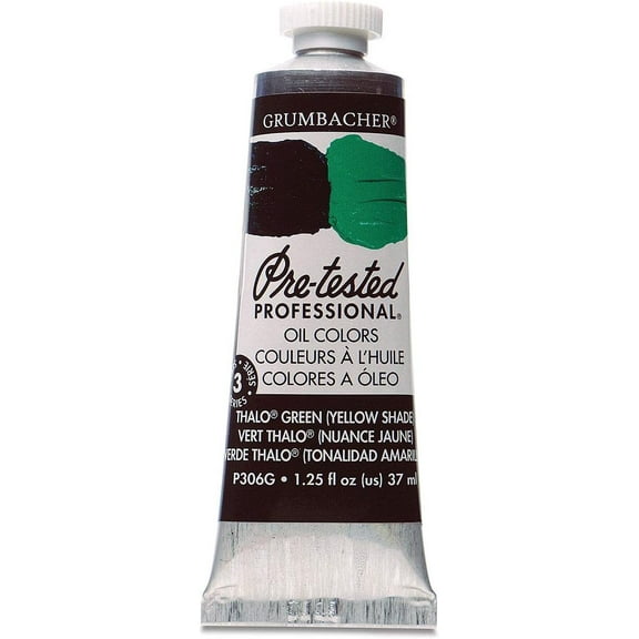 Grumbacher Pre-Tested Artists Oil Colors thalo green (yellow shade) 1.25 oz.