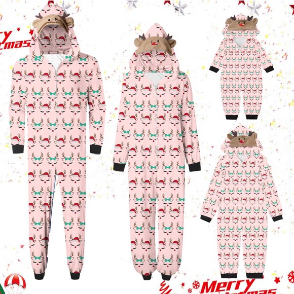 TIMIFIS Family Christmas Pjs Matching Sets Toddler Kids Pajamas Boys/Girls Pajamas Christmas Holiday Onesie Sleepwear Jumpsuit Snowman Elks Santa Pajamas Outfit Home wear 9Month Pajamas