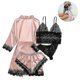 thumbnail image 2 of 4 Pieces Women's Satin Floral Lace Cami Top Lingerie Pajama Set With Robe Dressing Gown Kimono Lingerie Set Satin Pyjamas Lace Robe Bra, 2 of 5