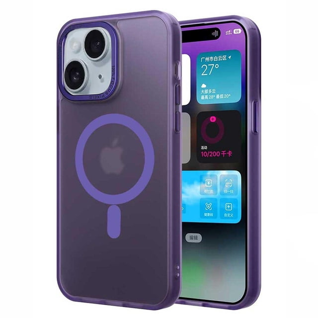 Funda TEKKU Matte para iPhone 15 Trans Violeta compatible con MagSafe