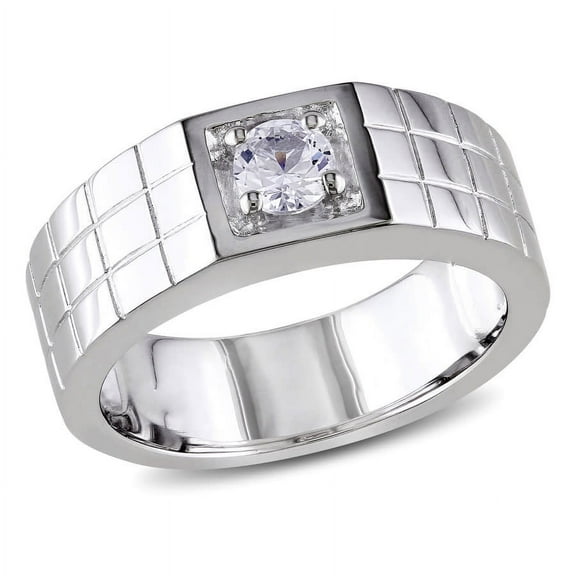 AMOUR Men's Created White Sapphire Ring In Sterling Silver