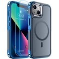 thumbnail image 1 of KOMI Magnetic for iPhone 13 Case, [Compatible with MagSafe][10 FT Military Grade Drop Protection] [2+Tempered Glass Screen Protector] Non-Slip Heavy Duty Full-Body Shockproof Phone Case, Deep Blue, 1 of 5