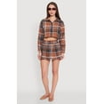 thumbnail image 2 of Womens Plaid Flannel Cropped Long Sleeve Shirt, 2 of 5