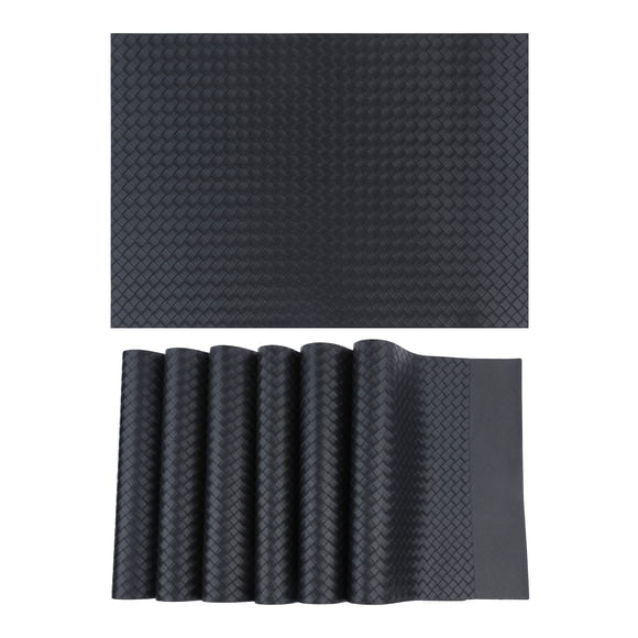 REGALWOVEN Placemats Set of 6 Leather Placemats for Kitchen Dining Table Decor Heat Resistant Table Placemats Wipeable Table Mat Black 17*12in