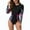 Black, variant on Njoeus Women Modest One - Piece Rashguard Bathing Suit Long Sleeve Tummy - Control Swimsuit Printed Zipper Sun Protection Surfing Athletic Swimwear (with Padded)
