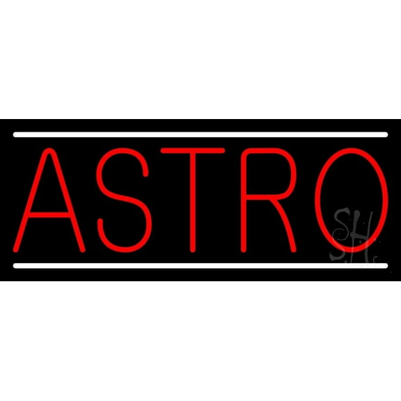 Red Astro White Line LED Neon Sign 10" Tall x 24" Wide - inches Black Square Cut Acrylic Backing, with Dimmer - Bright and Premium built indoor LED Neon Sign for Storefront.