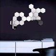 thumbnail image 4 of 7 de pared de espejo 3D, vinilo hexagonal, pegatina de pared extraíble M Gloria Etiqueta engomada del espejo del vinilo del hexágono, 4 of 9