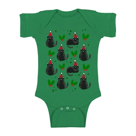 

Awkward Styles Ugly Christmas Baby Outfit Bodysuit Cat Xmas Pattern Romper