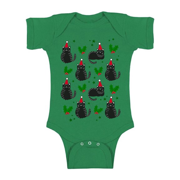 Awkward Styles Christmas Baby Outfit Bodysuit Cat Xmas Pattern Romper