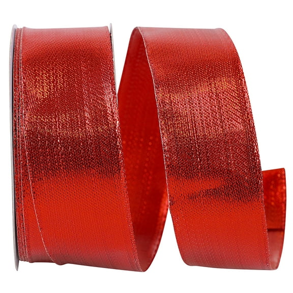 JAM Paper Christmas Red Nylon Lame Metallic Ribbon, 10yd x 1.5in, 1/Pack