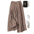 thumbnail image 2 of Women' s Culottes Linen Blend Wide Leg Pants Casual Capri Pants Cropped Pants Elastic Waist Palazzo, 2 of 5