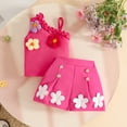 thumbnail image 2 of NIEWTR Toddler Girls Summer 2Pcs Outfits Set – Cute Flower Short Sleeve T-Shirt + Pants Gift Idea Summer 2Pcs Gift Outfits Set 2Pcs Summer Beach Outfits 12-15 Months,Pink, 2 of 9
