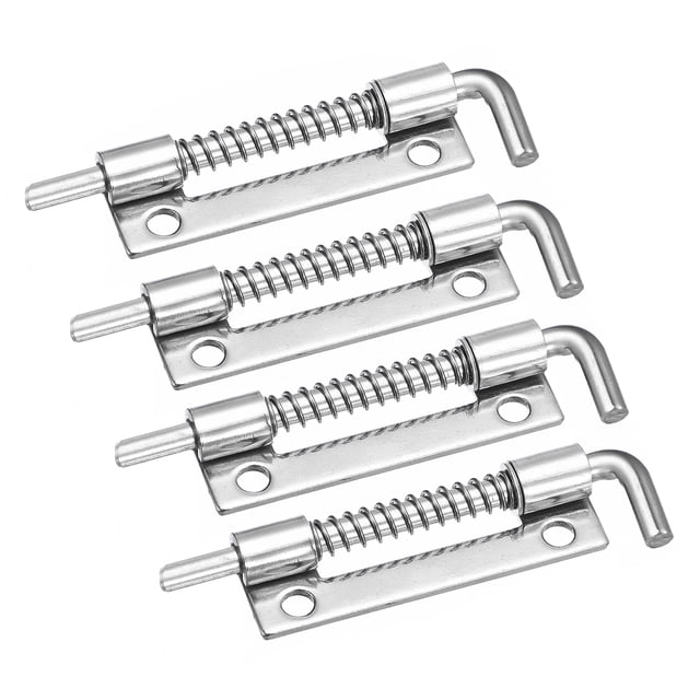 Unique Bargains Spring Loaded Latch Pin, 4 Pack 3.35' - 304 Stainless Steel Spring Latch, Left-Handed with Hole (Silver)