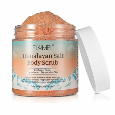 Elaimei Himalayan Salt Body Scrub with Lychee Oil, Natural Exfoliating Salt Scrub 8.8oz
