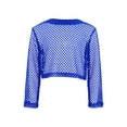 thumbnail image 3 of inlzdz Kids Girls Long Sleeve T-Shirt Hollow Out Crop Top Round Neck Street Hip Hop Dance Tees Skateboarding Clothes Blue 160, 3 of 7