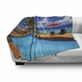 thumbnail image 3 of Beach Soft Flannel Fleece Throw Blanket, Swimming Pool Coastal Seascape Sand Palm Trees Holiday Travel Resort Image, Cozy Plush for Indoor and Outdoor Use, 50" x 70", Multicolor, by Ambesonne, 3 of 6