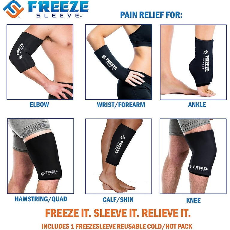 Freeze Sleeve Cold Therapy Compression Sleeve for Knee, Elbow, Ankle,  Wrist, Black, Medium
