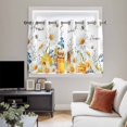 thumbnail image 4 of White Daisy Kitchen Curtains Window Panels, Spring Floral Elegant Farmhouse Botanical Bees Insulated Window Treatment Curtain, Grommet Curtains for Bedroom/Living Room/Bathroom, 2 Piece 52"Wx45"L, 4 of 8