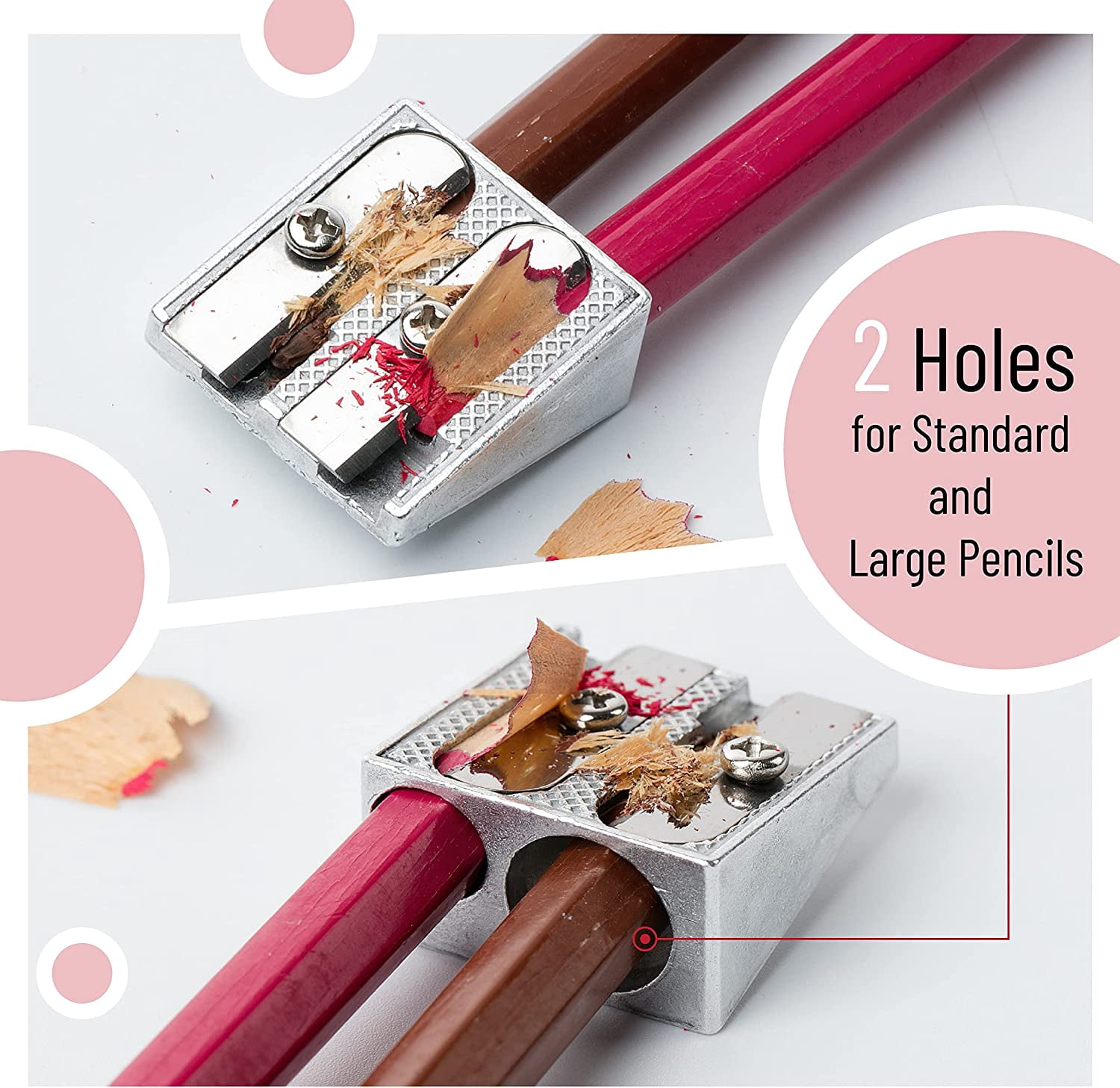 Mr. Pen- Pencil Sharpener, Sharpener, Pack of 6, Metal Pencil Sharpener, Pencil Sharpener Manual, 2 Holes