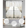 thumbnail image 3 of Cream Flowers Kitchen Curtains Swag Valance and Tier Curtains Set 24 Inch Length, Country Pastoral Spring Floral Herbs Rod Pocket Drape Panels Pair Swag Curtain for Bathroom/Cafe/Window, 3 of 6