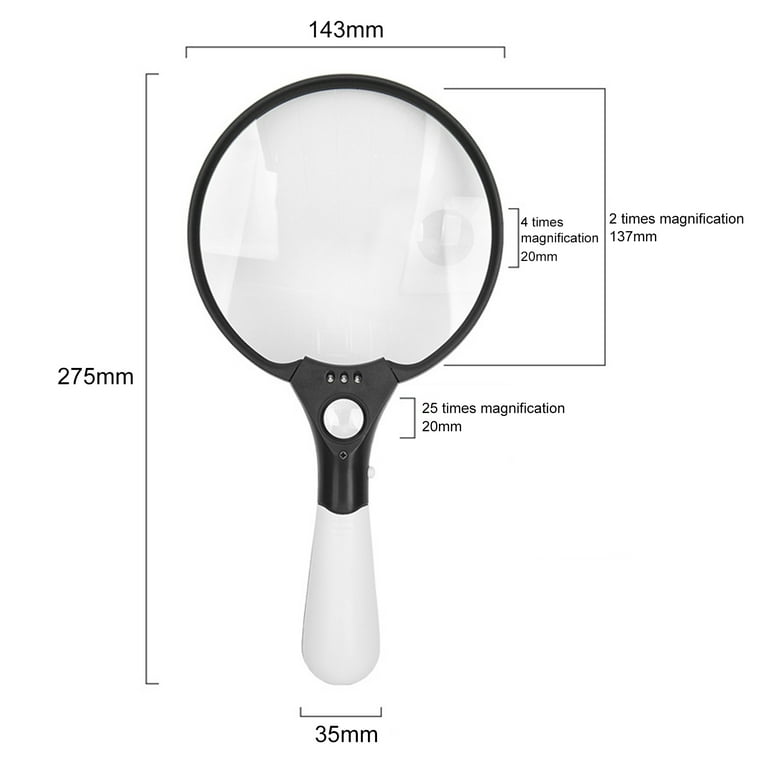 MagniPros Extra Large 4X Magnifying Glass & 25XZoom Lens 