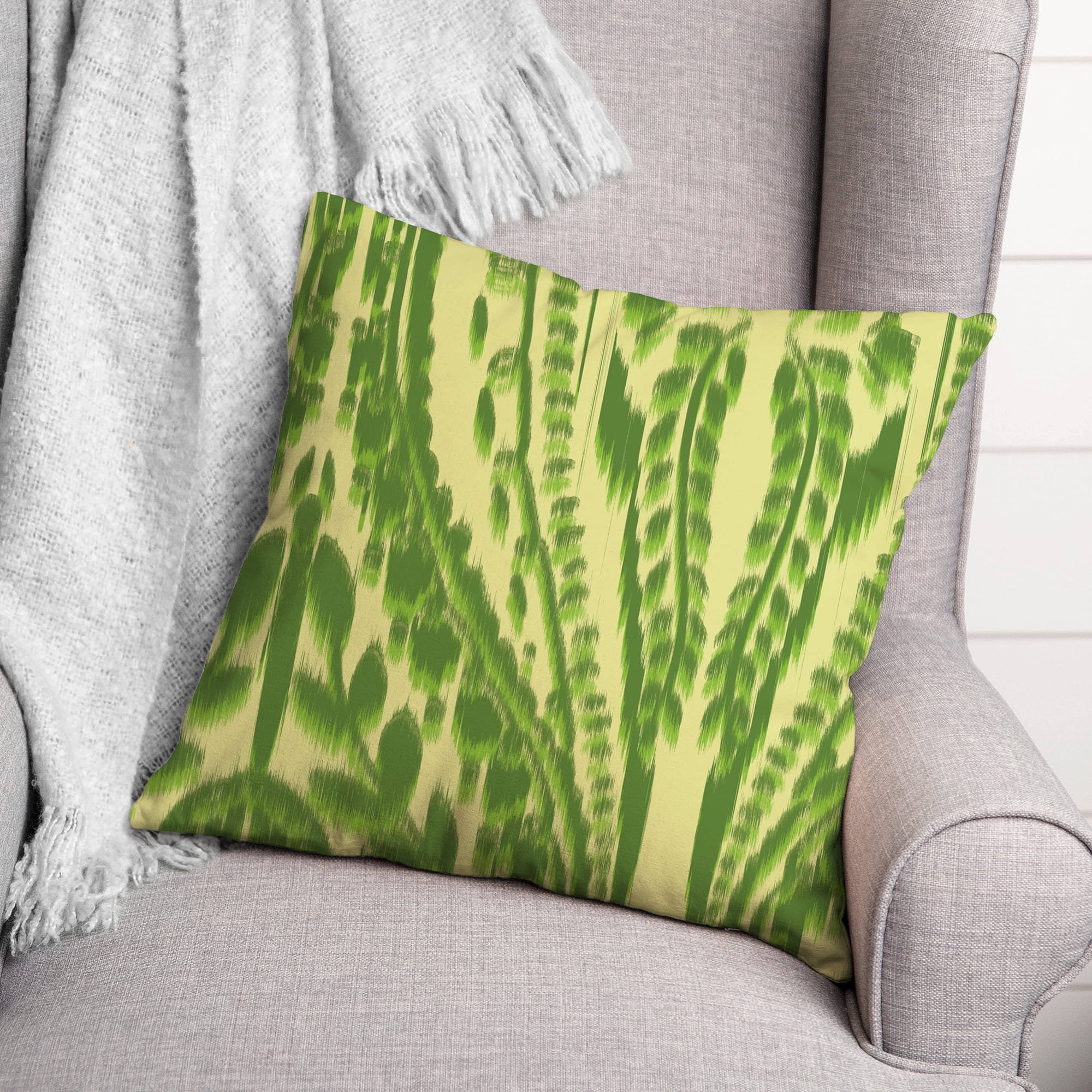 Creative Products Large Ikat Lime Green Pattern 20x20 Indoor / Outdoor Pillow