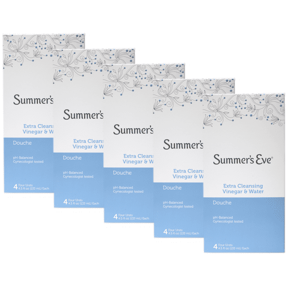 Summer's Eve Extra Cleansing Vinegar & Water Douche, 4 Count, 4.5 oz Each Pack of 5