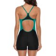 thumbnail image 6 of Women's Color Blocked Boyleg One Piece Sport Swimwear Crossback Slim Straps Athletic Swimsuit, 6 of 6