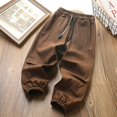 thumbnail image 2 of Toddler Girl's High Elastic Waist Sweatpants Full Length Pants Solid Color Spring and Boys Pants Medium and Large Children Casual Workwear Pants Long Pants Coffee 9 Years, 2 of 3