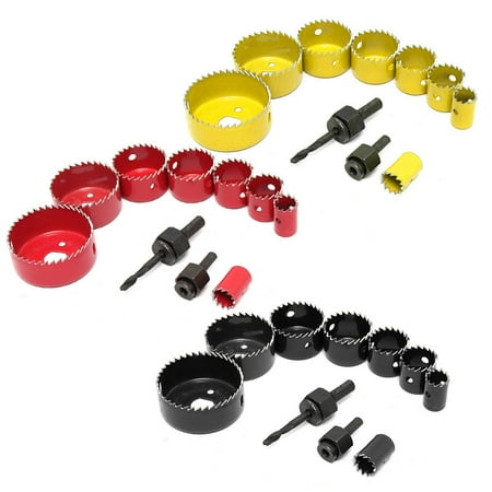 HSS Pathonor 8Pcs Hole Saw Wood Alloy Iron Circle Cutter Bimetal Round Hole Saw Drill Bit Kit Tool w Hex Wrench,Red Yellow Black (Best Bi Metal Hole Saw)