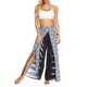 thumbnail image 1 of VISgogo Pantalones de pierna ancha de verano para mujer, pantalones sueltos sueltos de tiro medio con estampado bohemio con divisiones para yoga, playa, vacaciones VISgogo  moda, 1 of 9