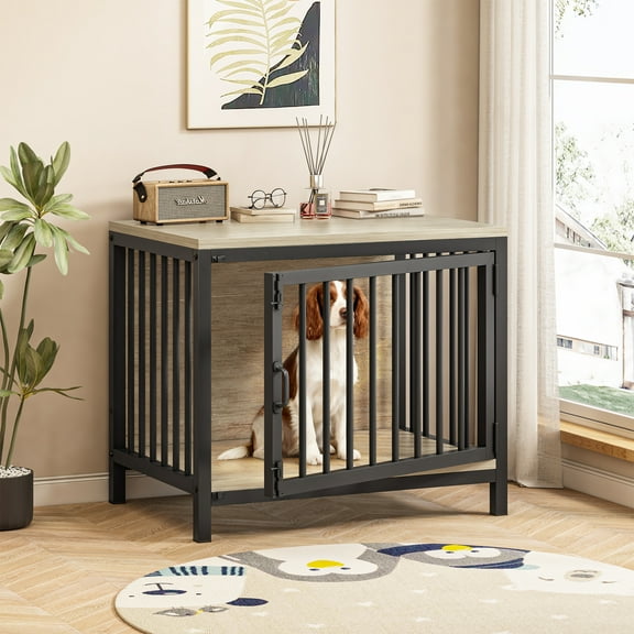Dog Crate Furniture for Medium and Small Dogs, 31" Wooden Dog Kennel Indoor, Heavy Duty Dogs Cage, Chew-Resistant, Decorative Pet Crate - Fits All Decor Styles, Sleek & Stylish